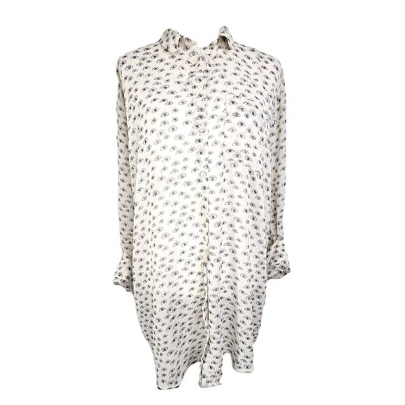 MUNTHE SAKS FIFTH AVENUE THIRD EYE NOVELTY Shirt Dress TUNIC BUTTON FRONT - Picture 1 of 10